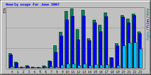 Hourly usage for June 2007