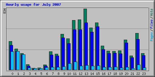 Hourly usage for July 2007